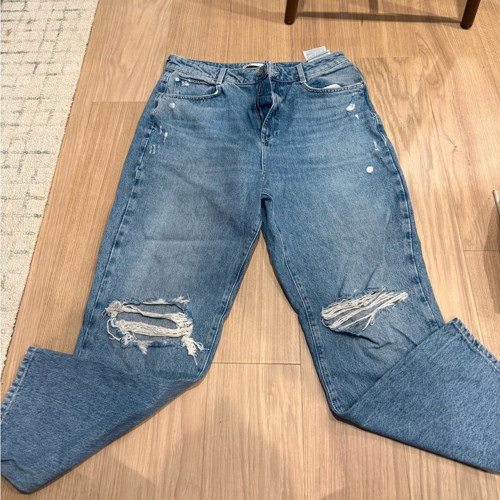 Zara Distressed Blue Boyfriend Jeans